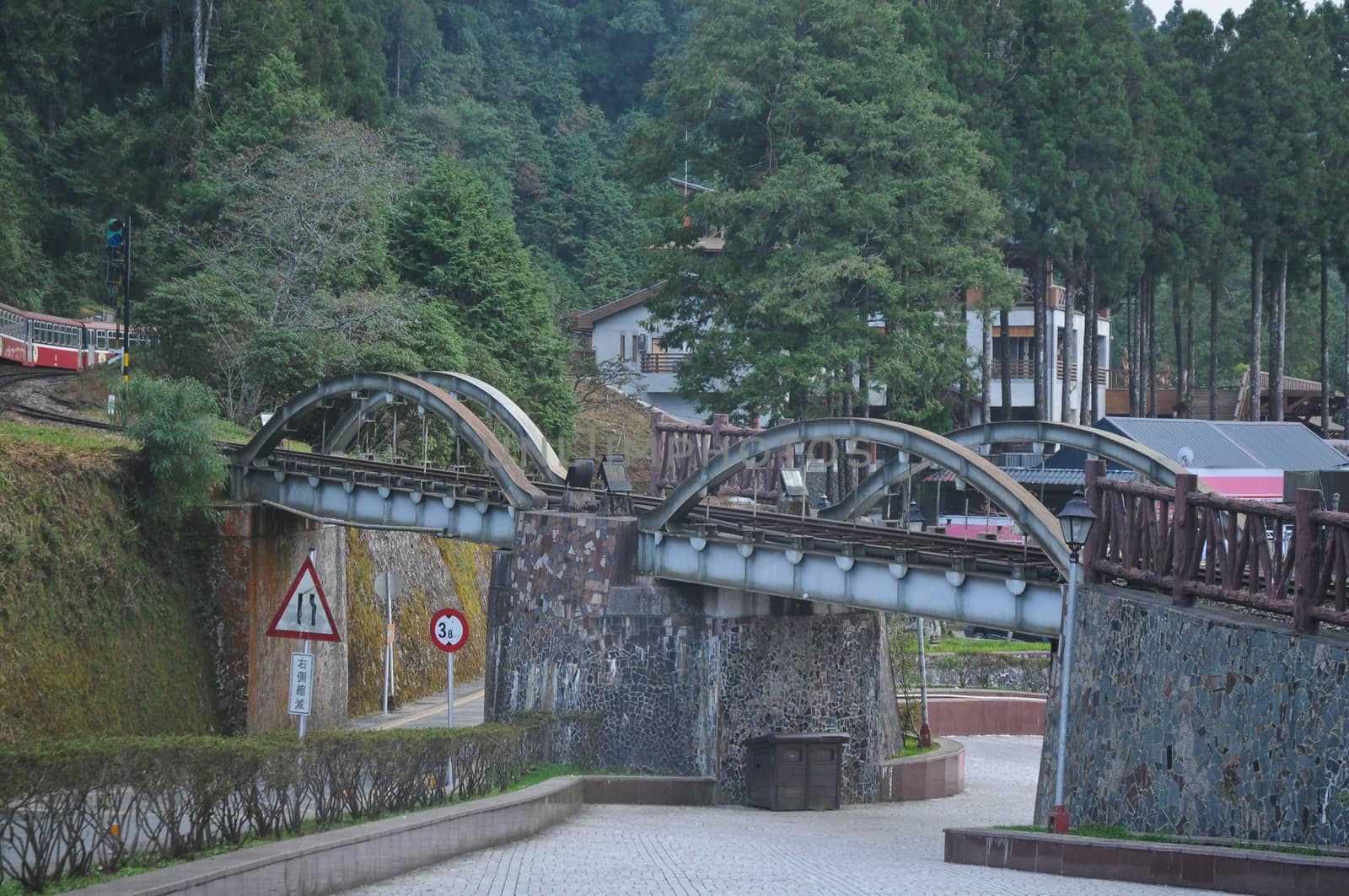 Train bridge in a small village of Alisan mountain Taiwan