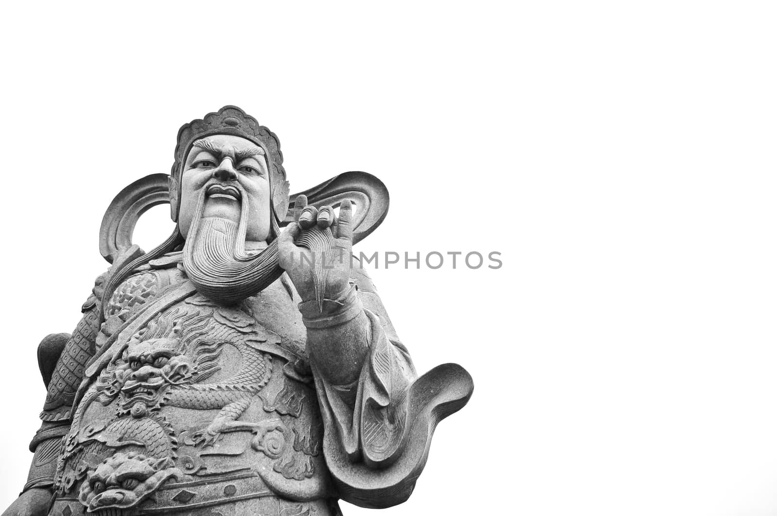 Chinese god ancient stone statue isolated by eyeofpaul