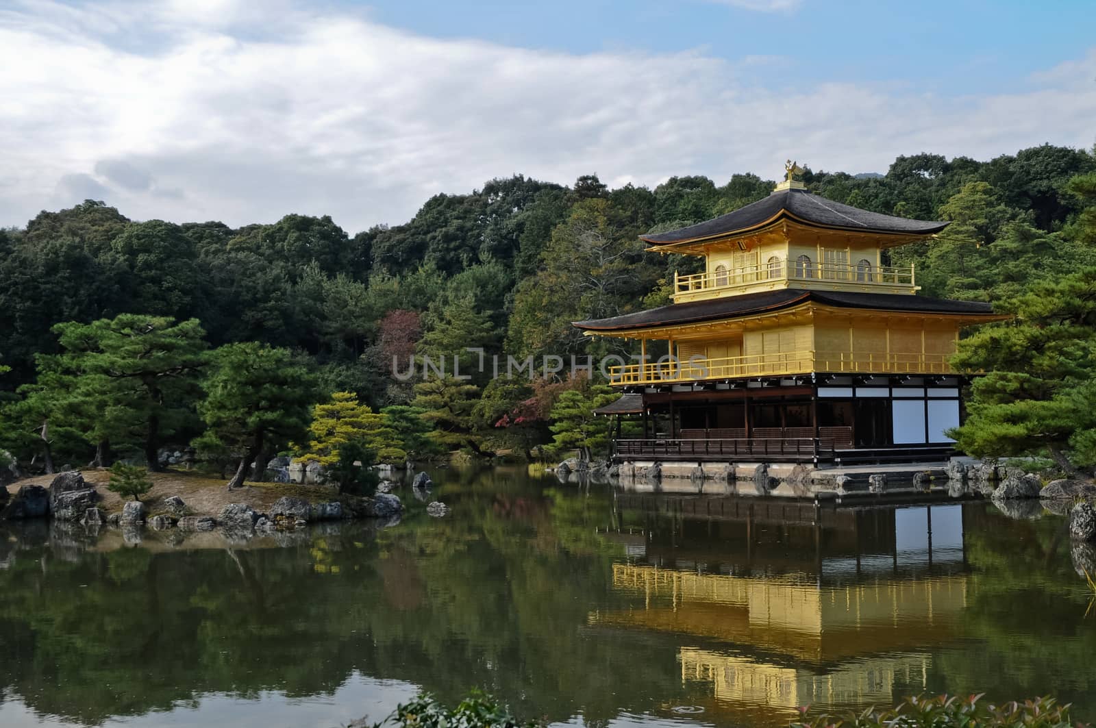 Japanese golden pavillion Kinkakuji in Autumn Kyoto Japan by eyeofpaul