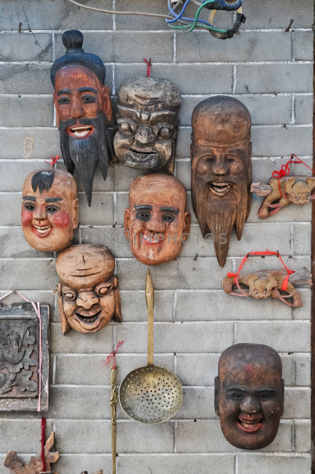 Holy warrior monks wooden carved masks in China