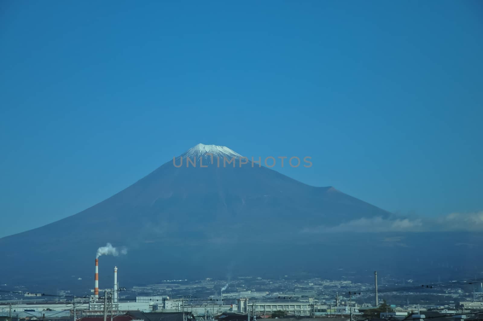 Majestic Fuji volcano in Japan Autumn and city scape