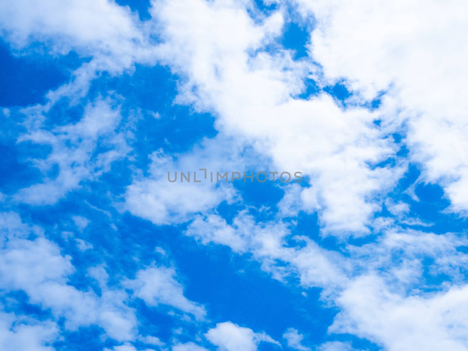 Background of white clouds floating in the blue sky.