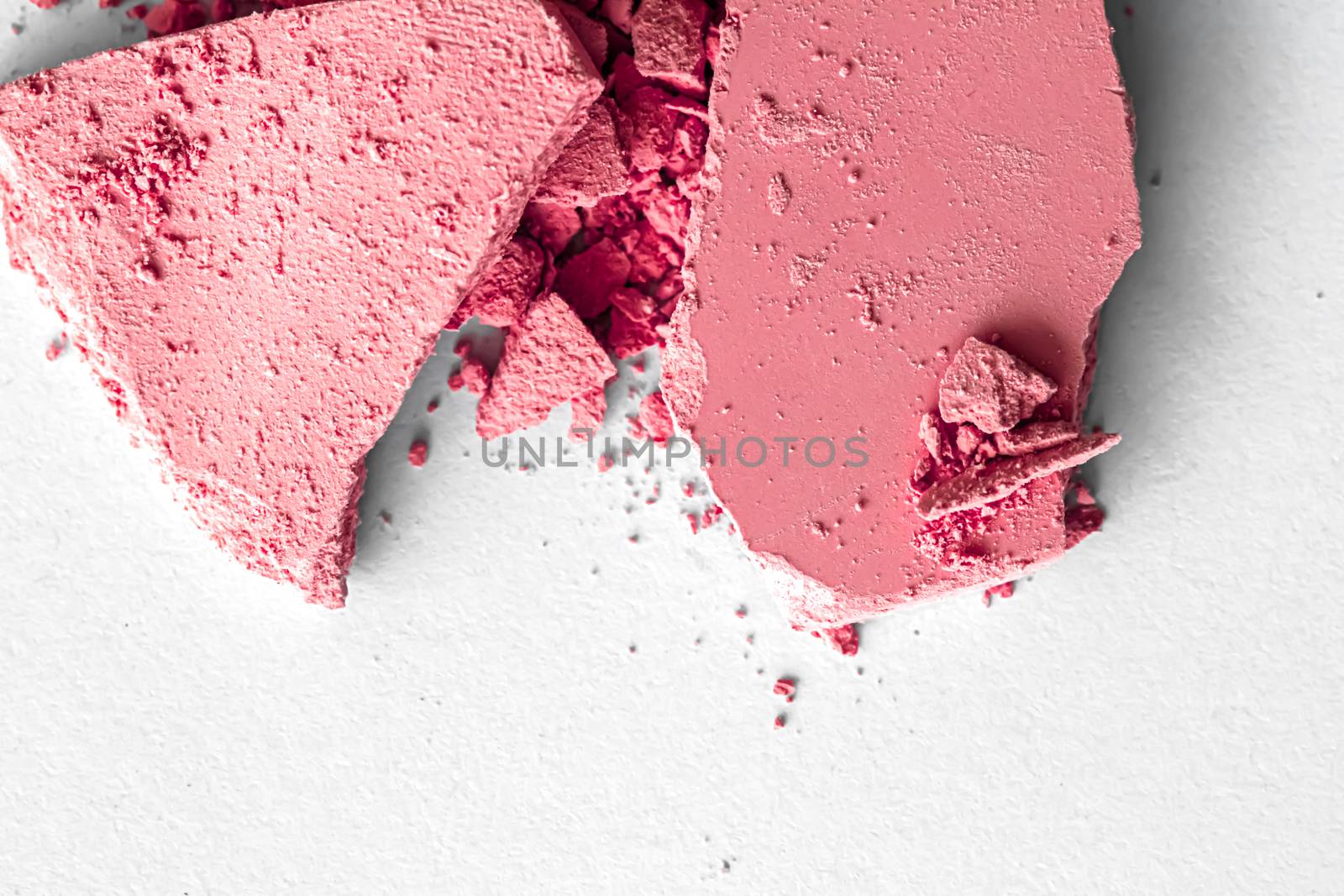Red eye shadow powder as makeup palette closeup isolated on whit by Anneleven