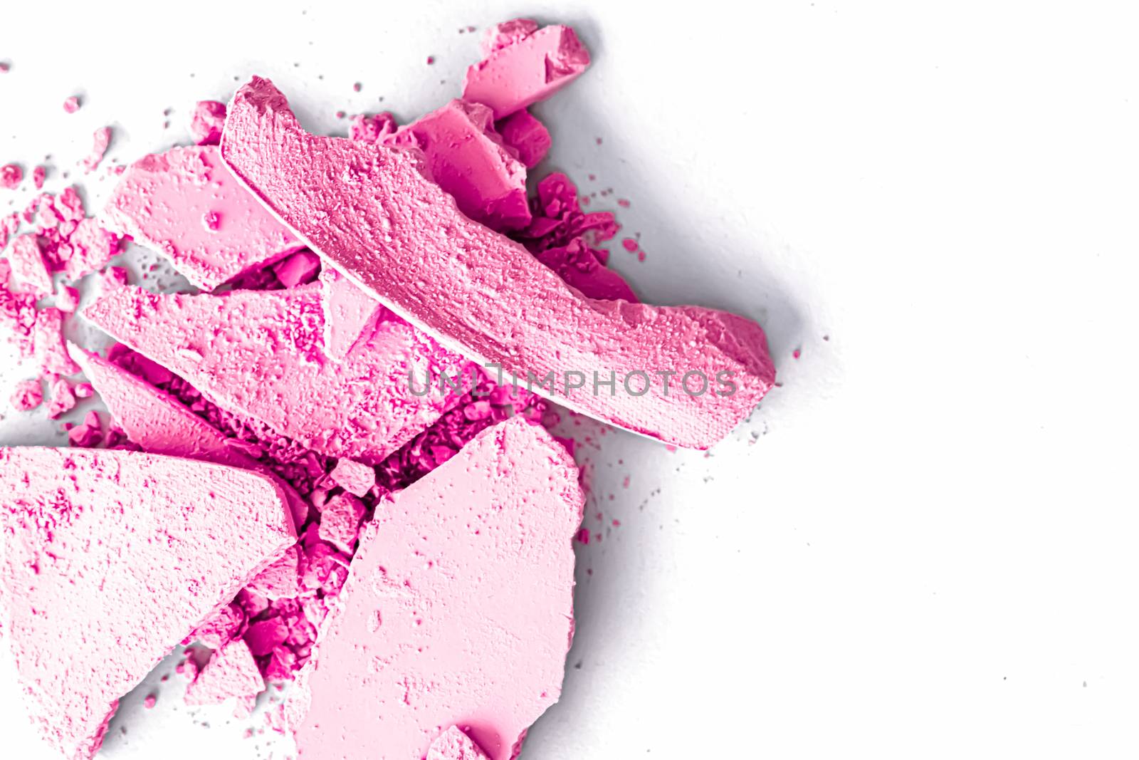 Pink eye shadow powder as makeup palette closeup isolated on whi by Anneleven