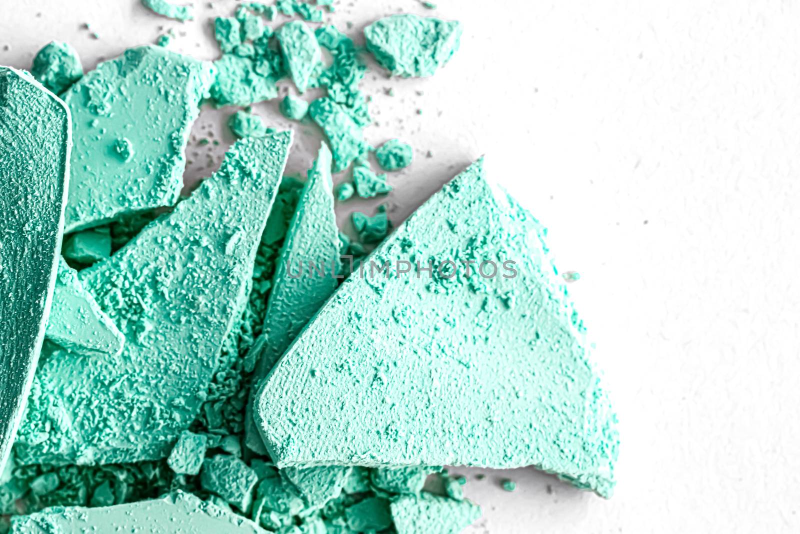 Mint eye shadow powder as makeup palette closeup isolated on whi by Anneleven