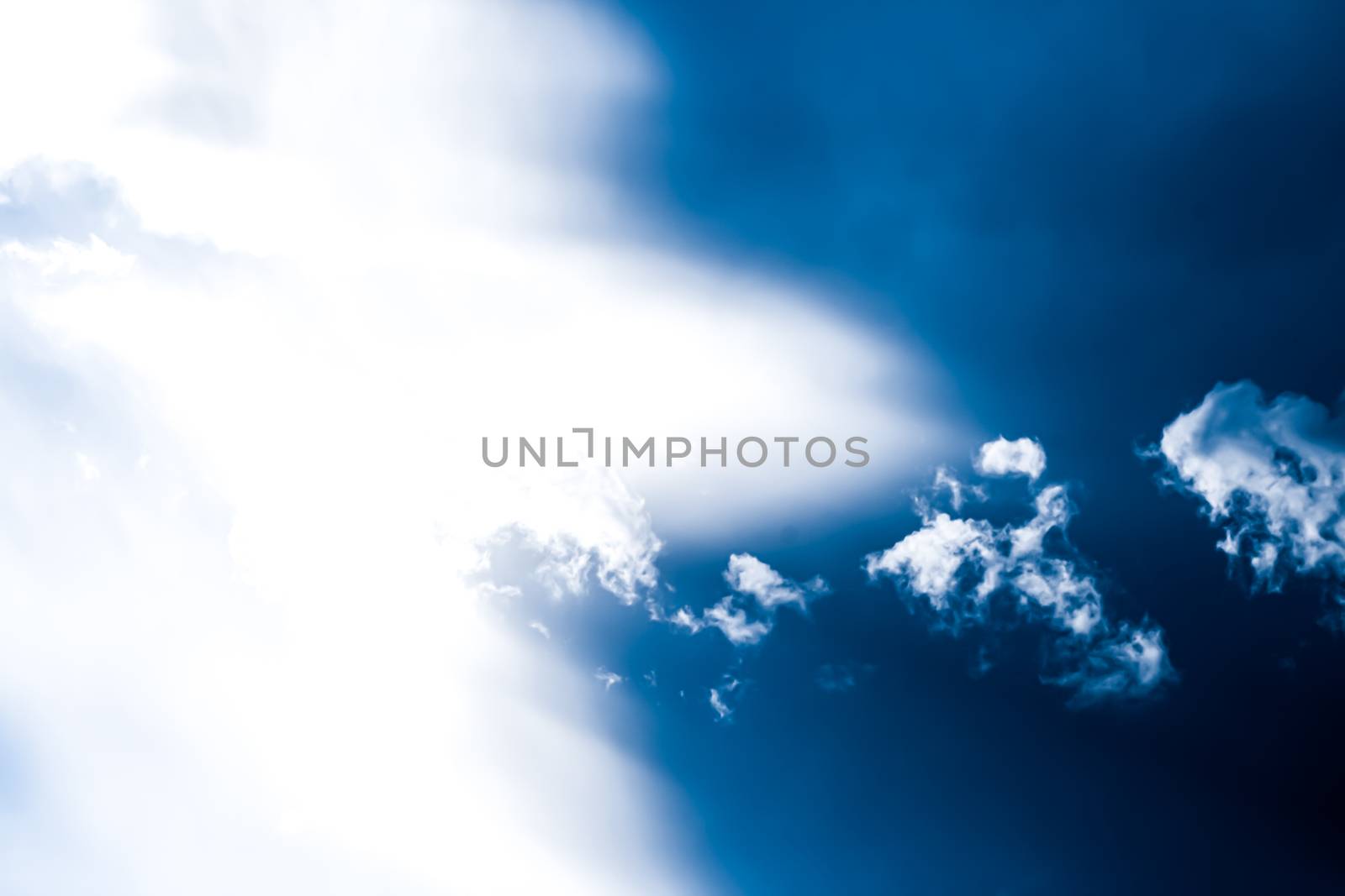 Dreamy blue sky and clouds, spiritual and nature background by Anneleven
