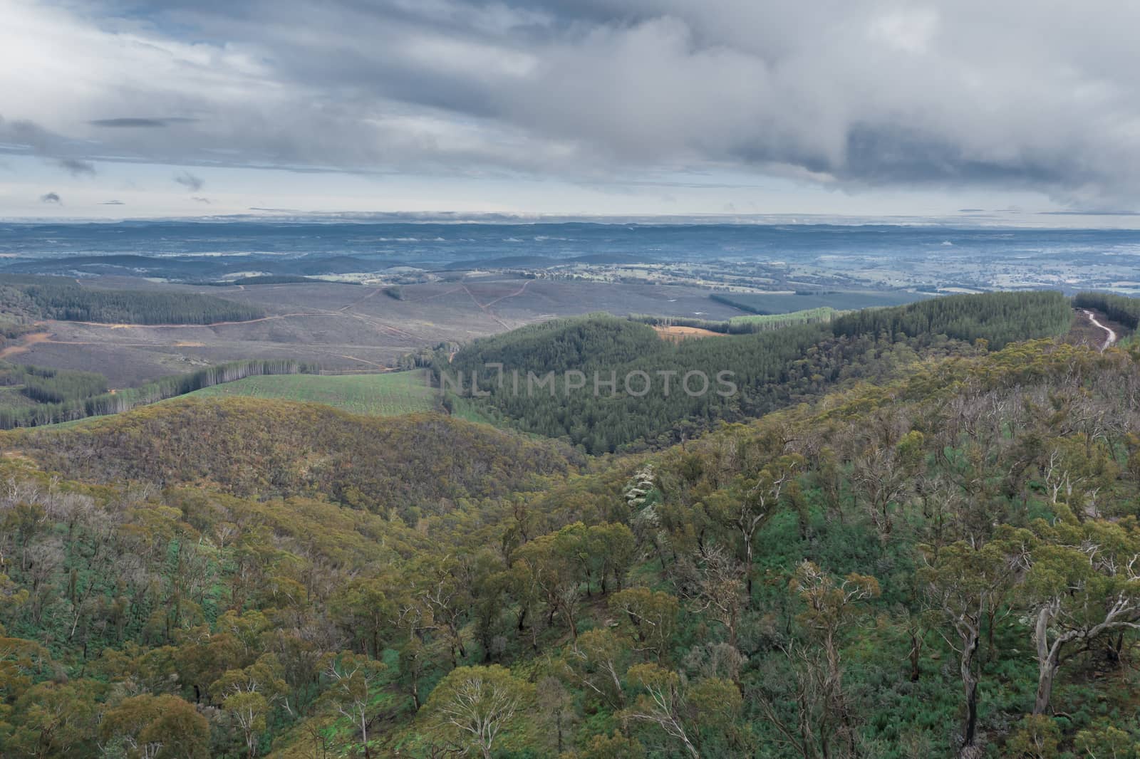 Aerial view from Mount Canobolas in the New South Wales regional town of Orange in Australia