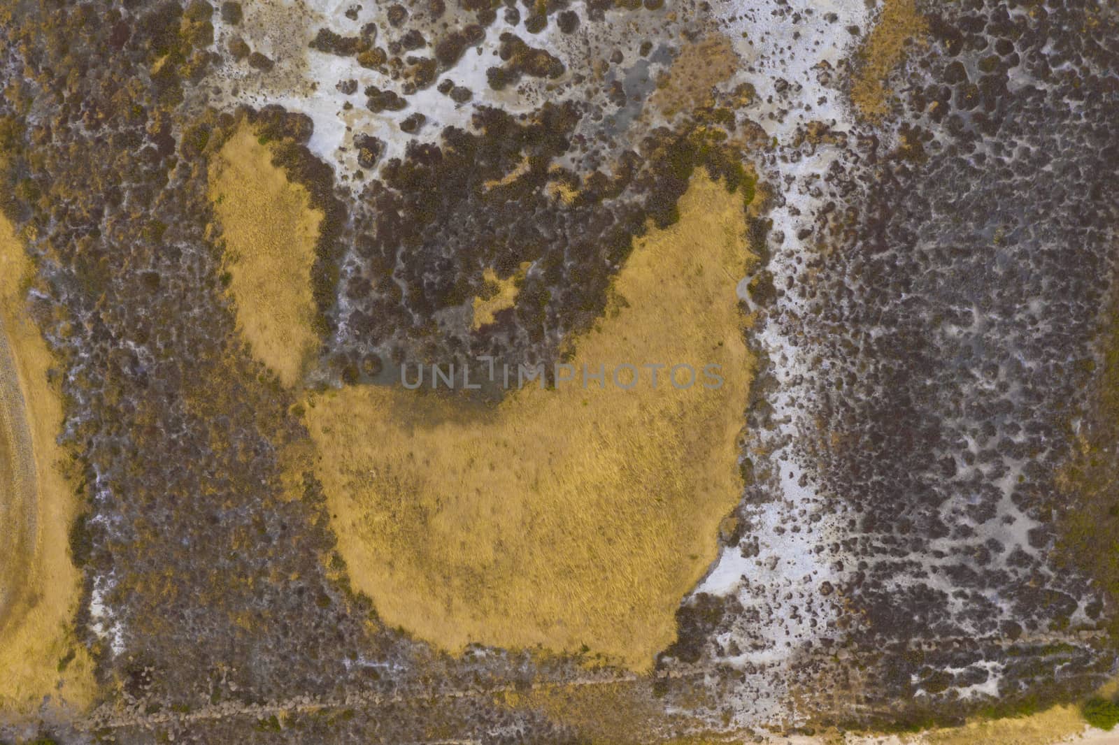 Aerial view of a water reservoir affected by drought in regional Australia