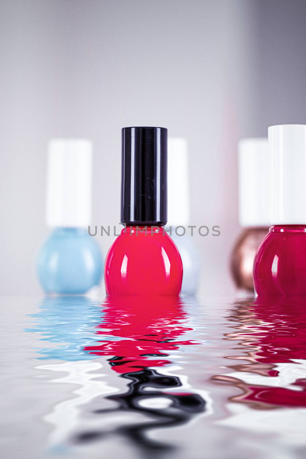 Nail polish bottles for manicure and pedicure, beauty and cosmetic products