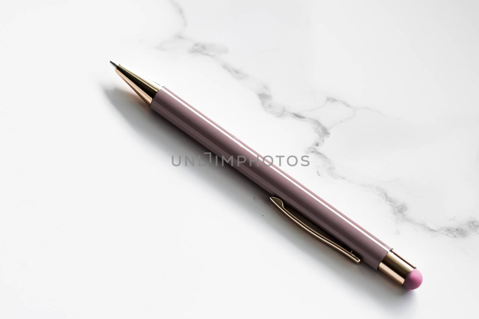 Pen on marble background, luxury stationery and business branding