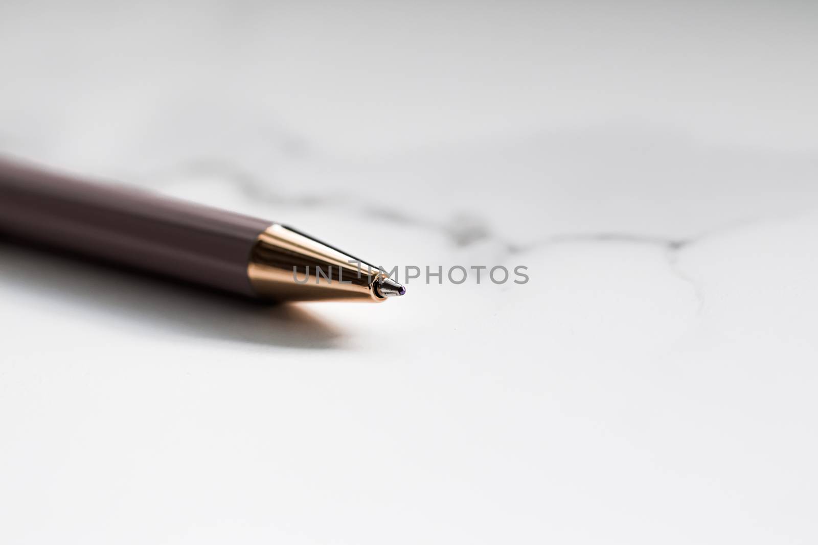 Pen on marble background, luxury stationery and business branding