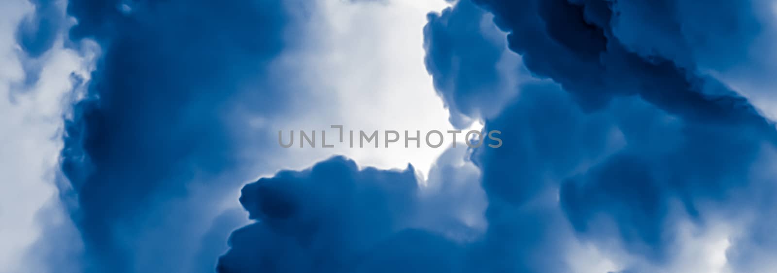 Minimalistic blue cloudy background as abstract backdrop, minimal design and artistic splashes