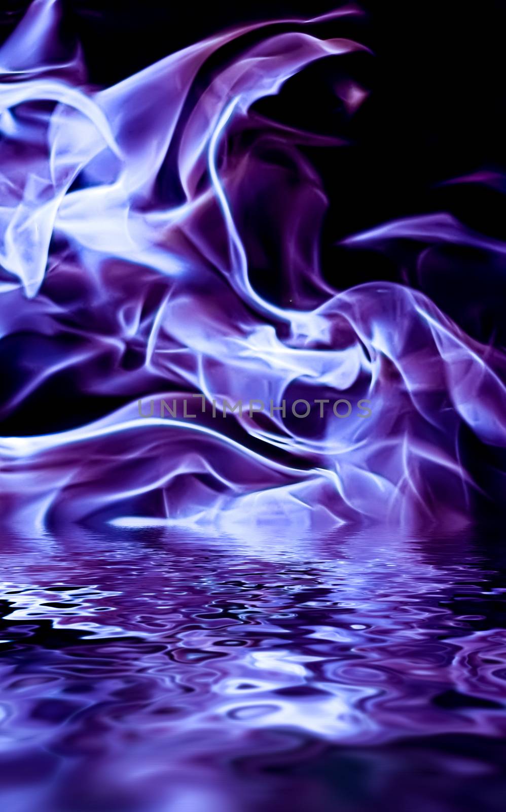 Abstract purple smoke in water as minimal background, magical backdrop and flow design