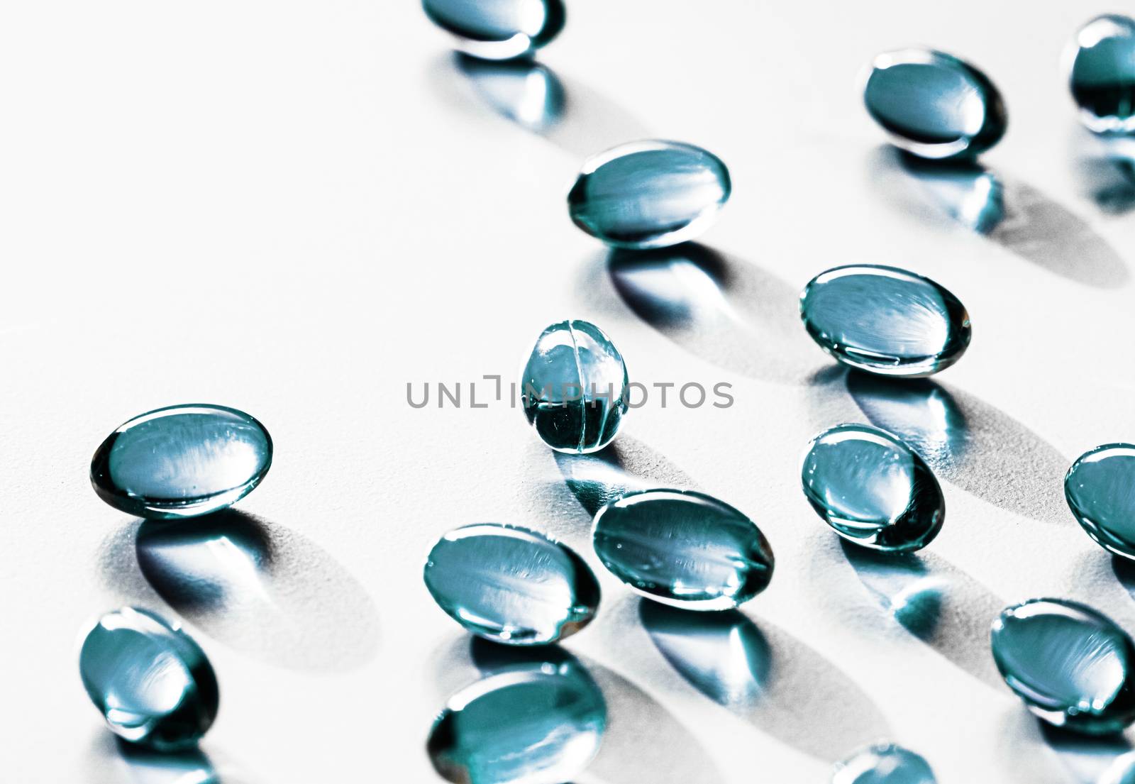 Blue capsules for healthy diet nutrition, pharma brand store, probiotic drug pills as healthcare or supplement products for pharmaceutical industry ads