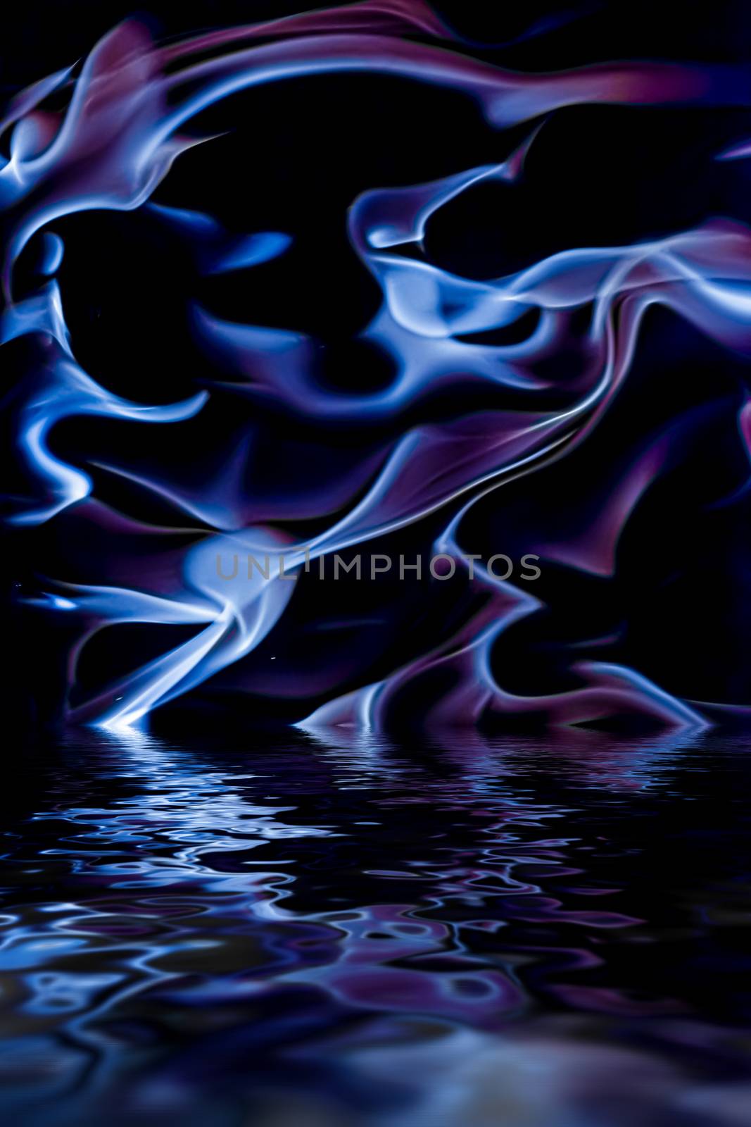 Abstract purple smoke in water as minimal background, magical backdrop and flow design