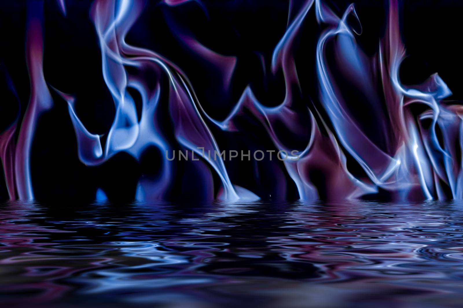 Abstract purple smoke in water as minimal background, magical backdrop and flow design