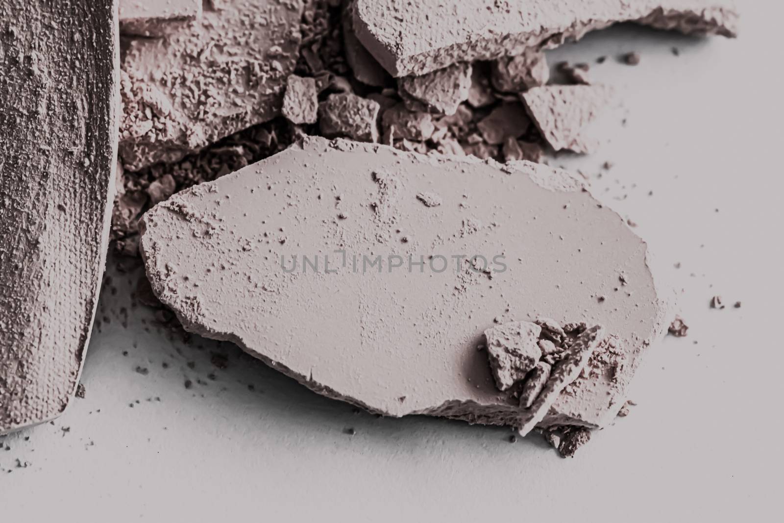 Pale eye shadow powder as makeup palette closeup, crushed cosmetics and beauty textures