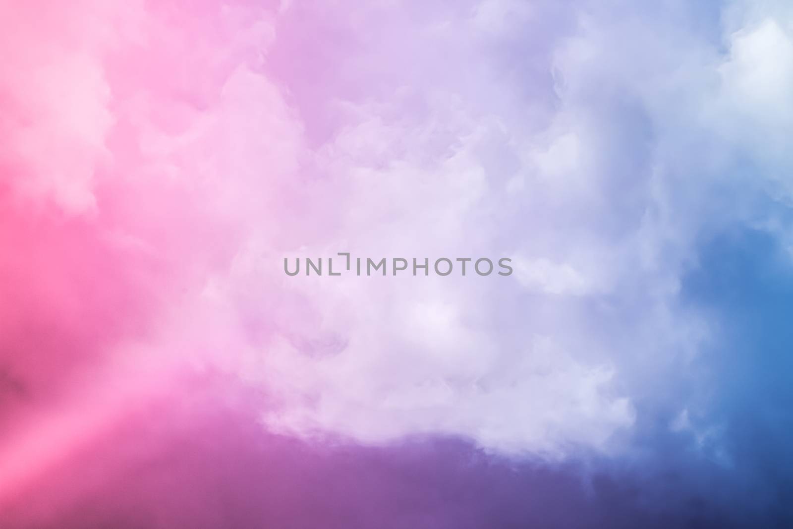 Rainbow in fantasy pink and blue sky, spiritual and nature backgrounds