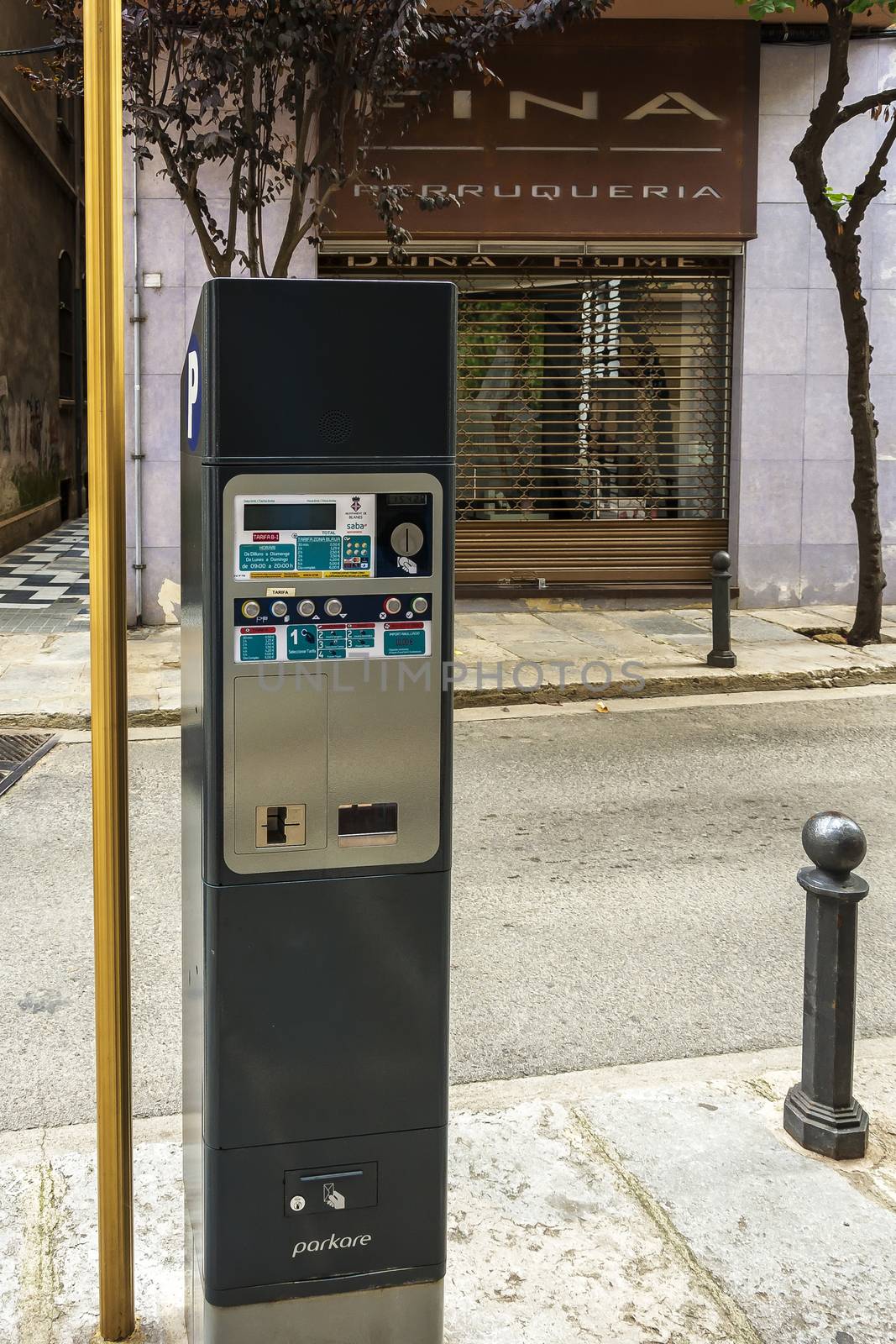 Spain, Blanes - 14.09.2017: A device for collecting money for parking (Blanes, Spain)