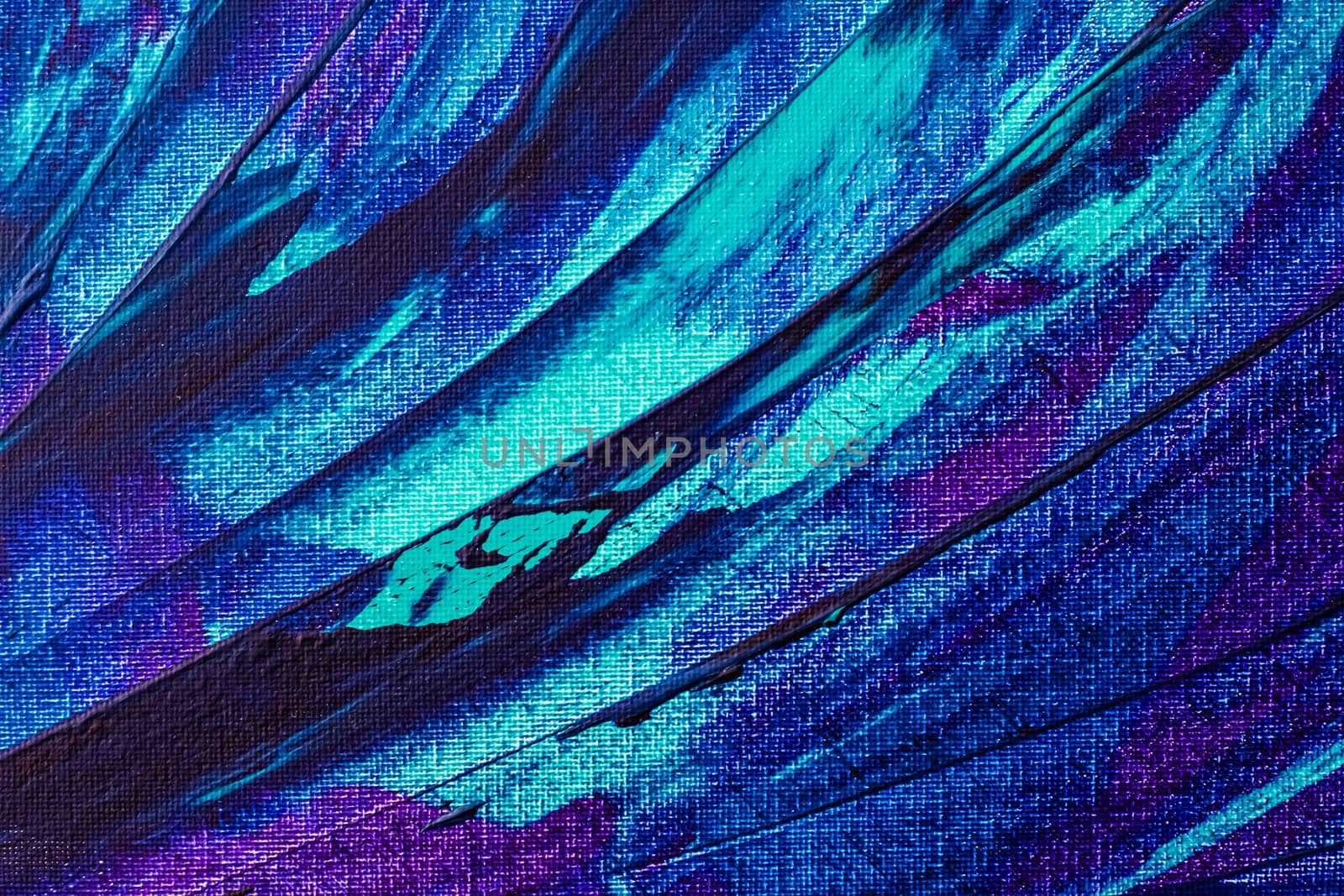 Mix of blue, turquoise and purple abstract background, painting  by Anneleven