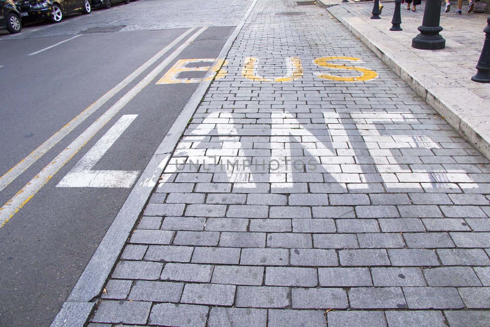 Tbilisi, Georgia - September 09, 2020: Bus lane on the highway