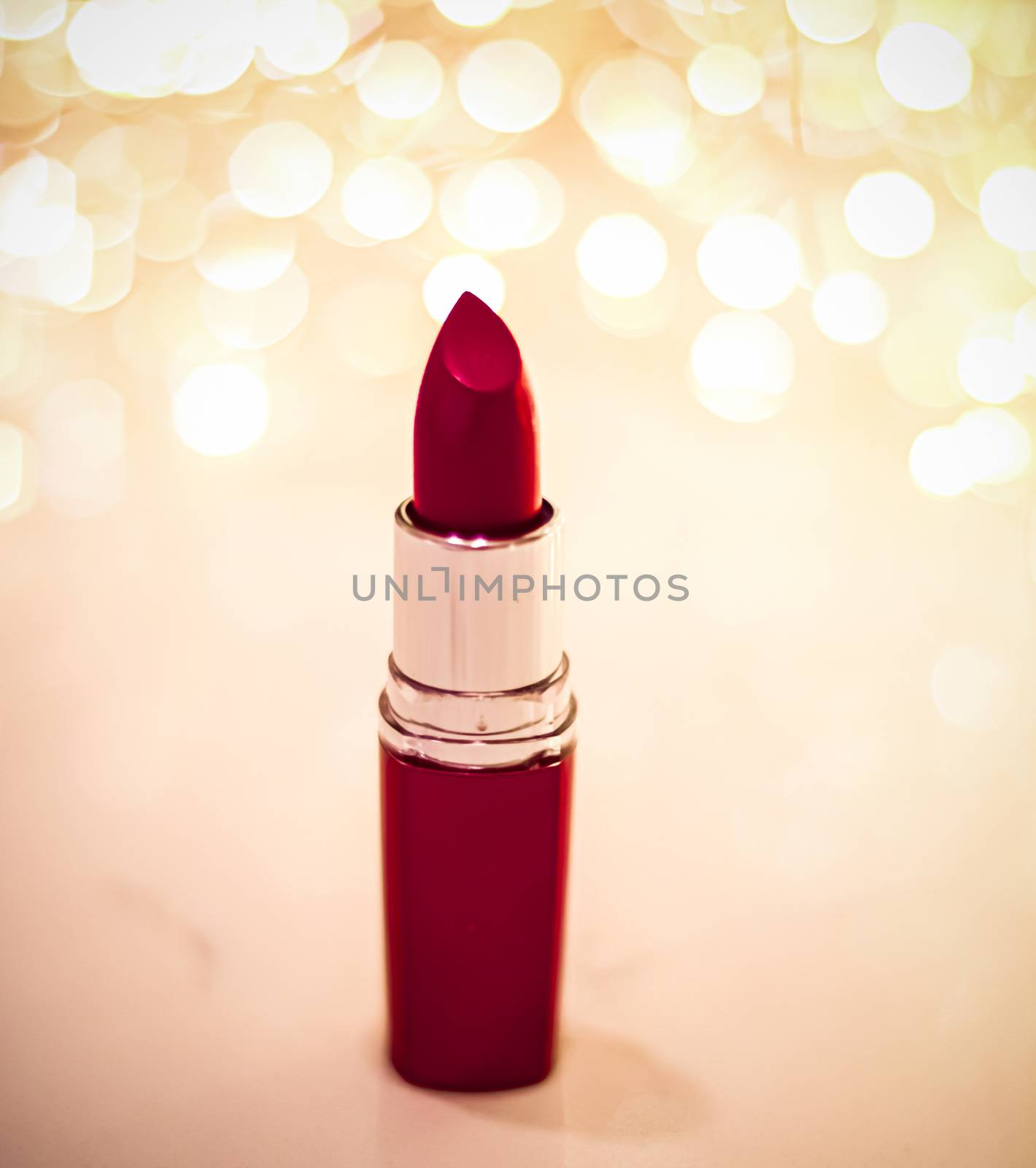 Dark red lipstick on golden Christmas, New Years and Valentines  by Anneleven