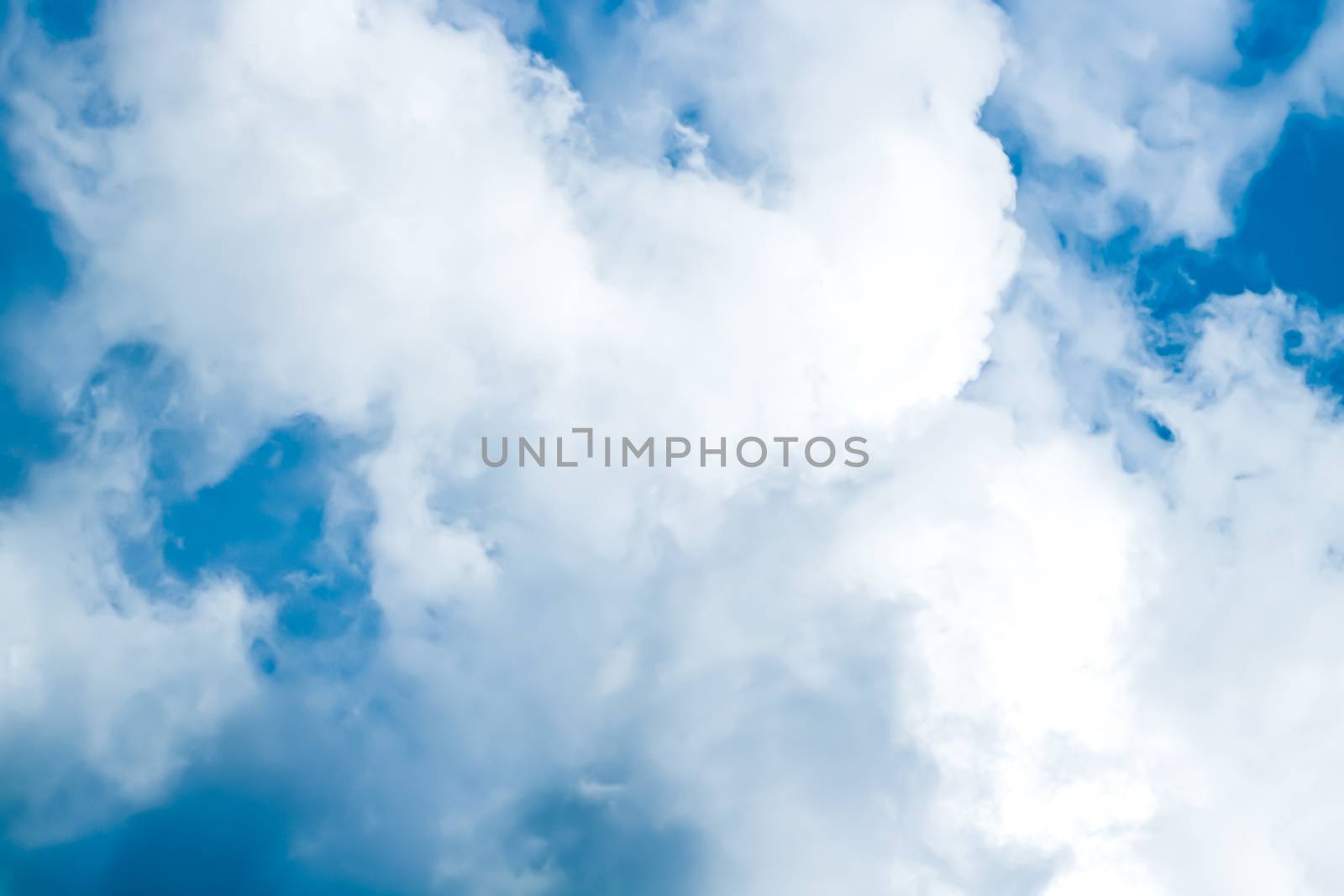 Dreamy blue sky and clouds, spiritual and nature background by Anneleven