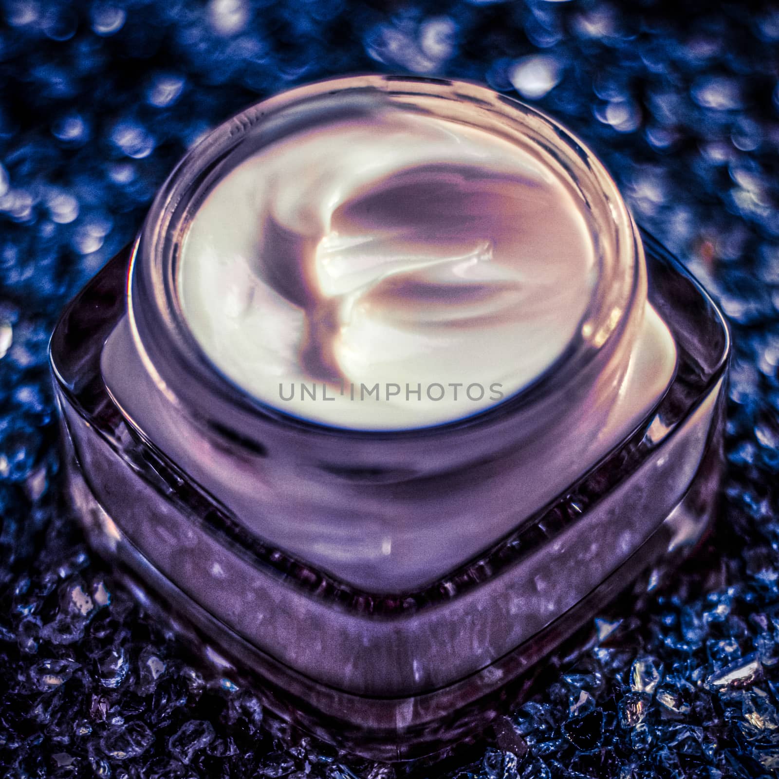 Luxury face cream for healthy skin on shiny glitter background,  by Anneleven