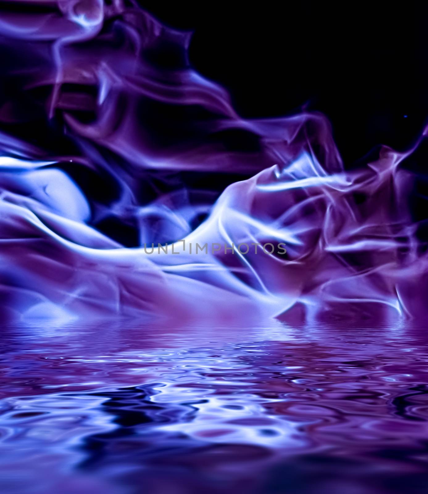 Abstract purple smoke in water as minimal background, magic back by Anneleven
