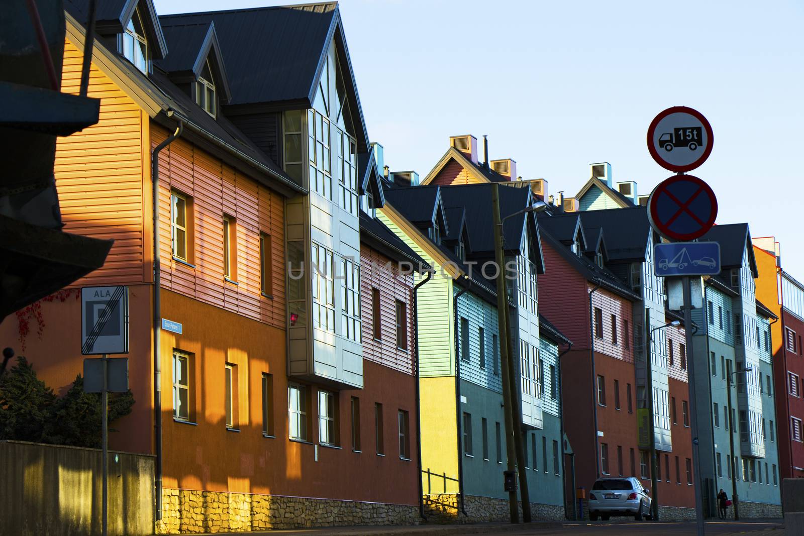 Old houses street in city center and old town of Tallinn by Taidundua