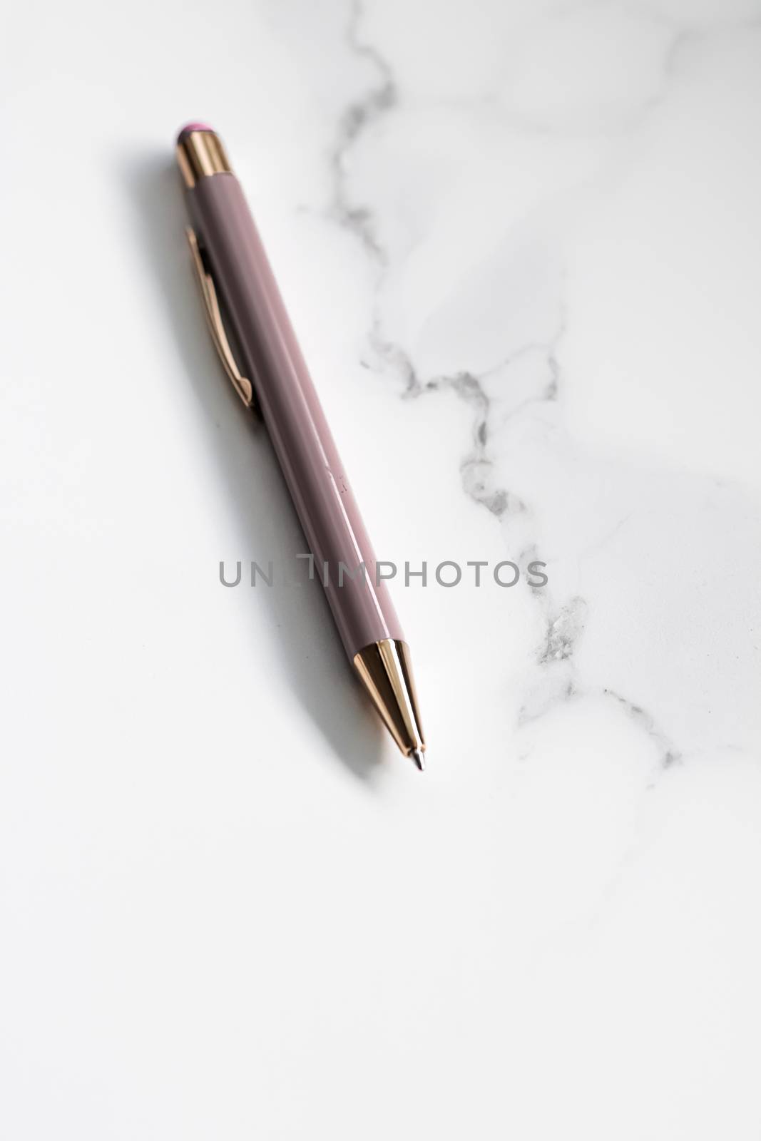 Pen on marble background, luxury stationery and business branding