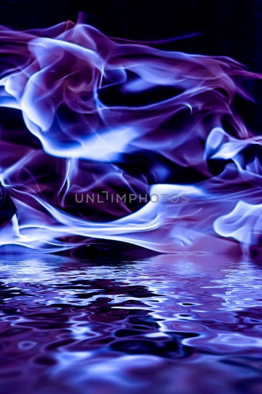 Abstract purple smoke in water as minimal background, magical backdrop and flow design