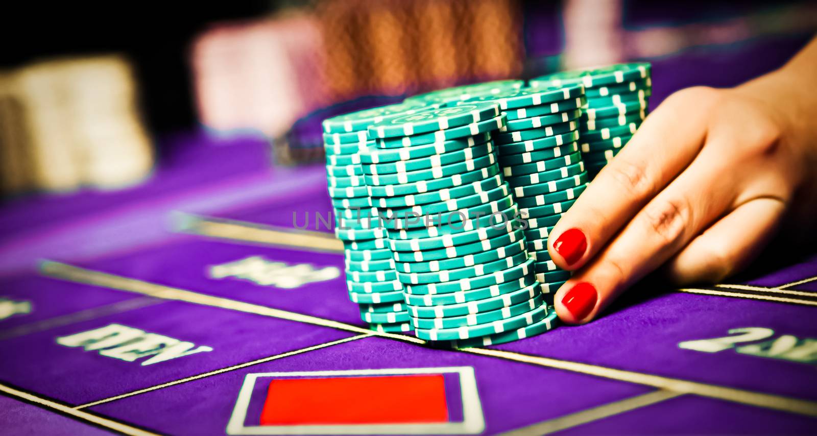 Betting and playing roulette in casino, gambling ads