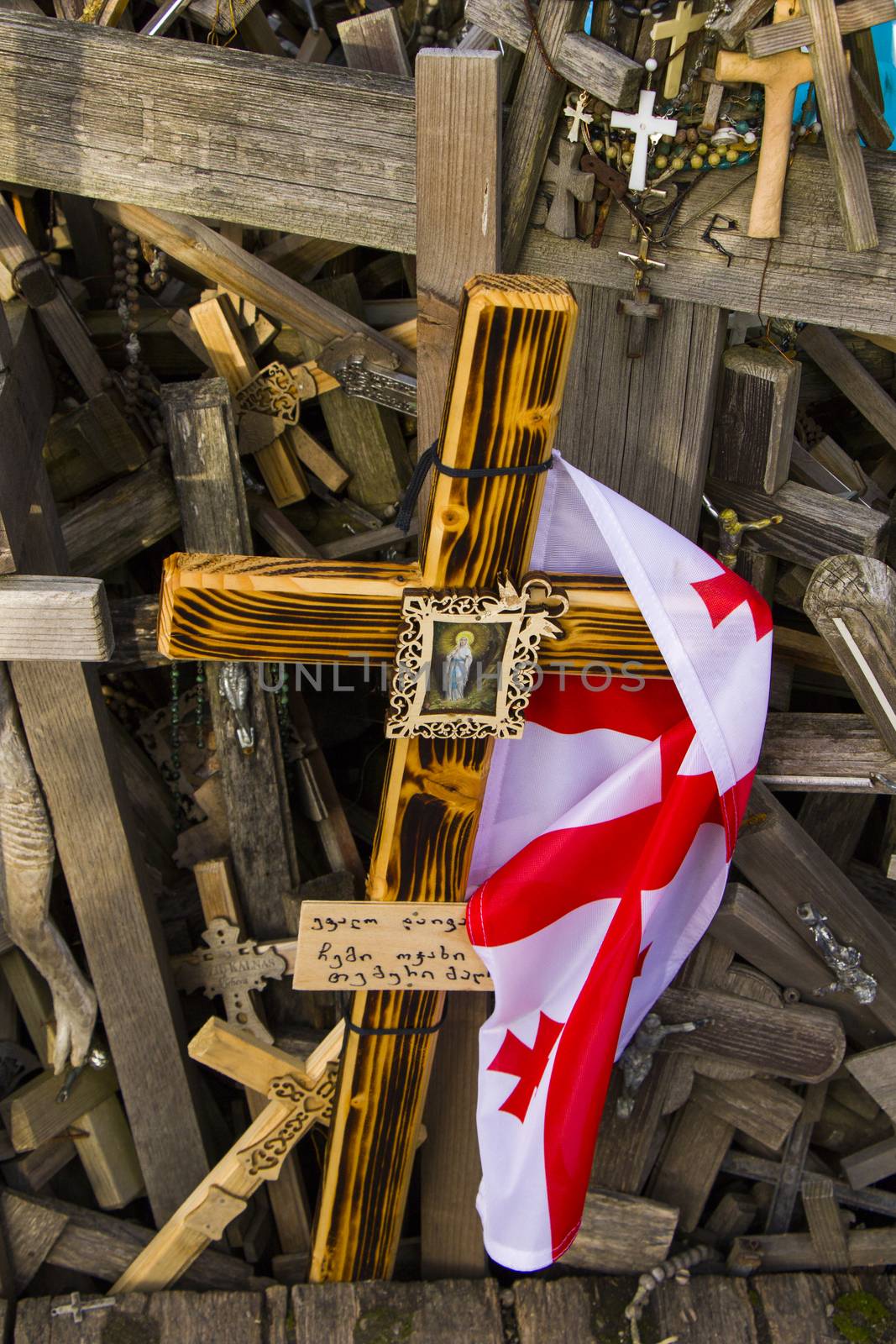 Hill of crosses, large group of crosses on the hill in Lithuania, Famous landmark, must visit place. by Taidundua