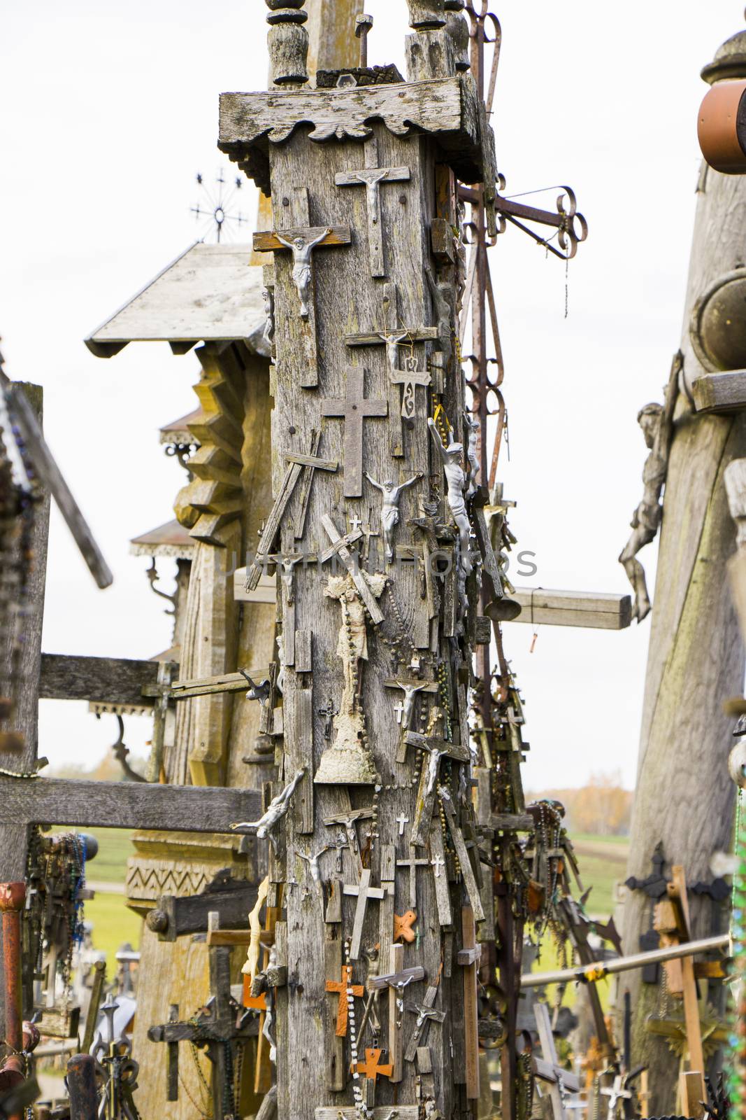 Hill of crosses, large group of crosses on the hill in Lithuania, Famous landmark, must visit place and landmark.