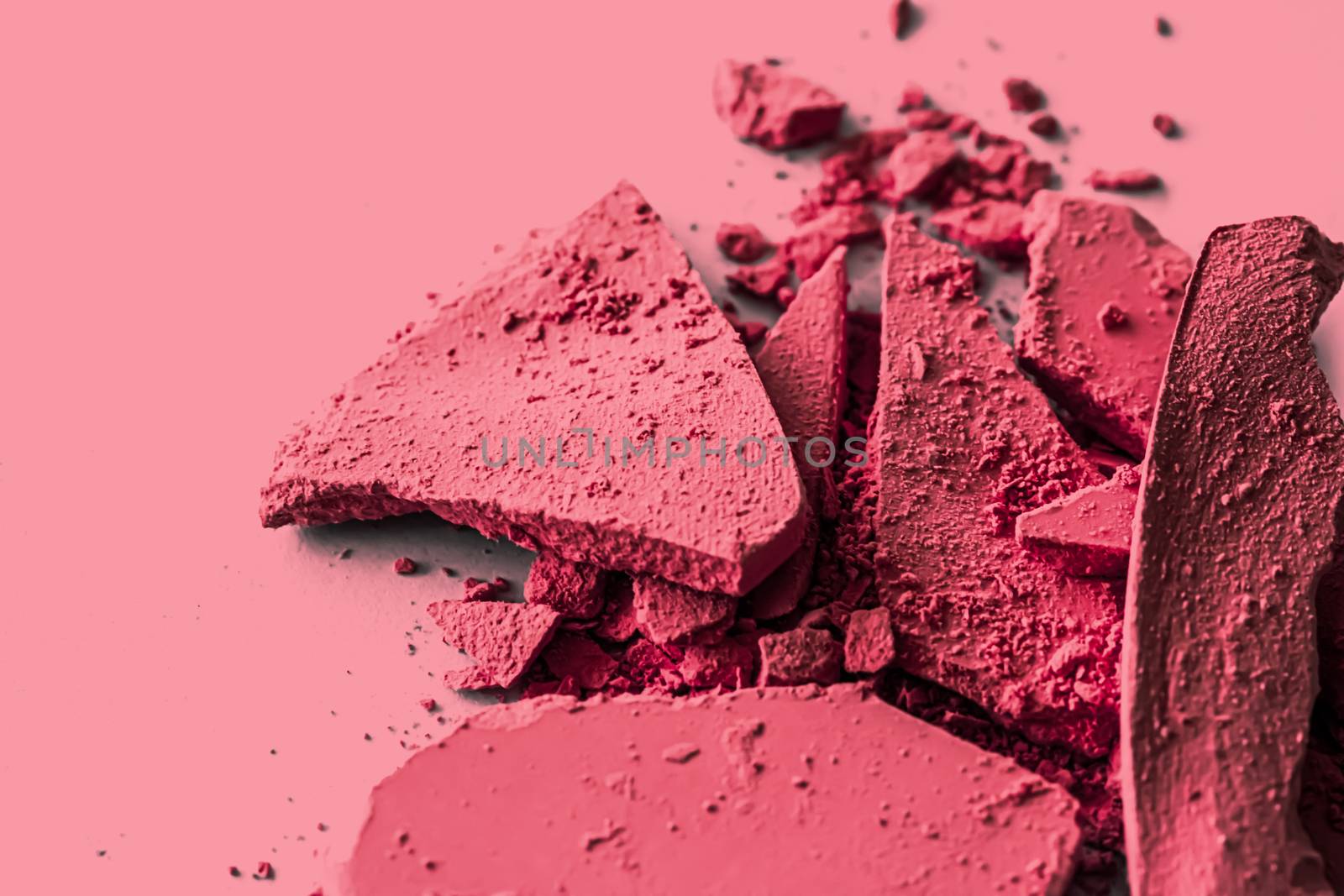 Red eye shadow powder as makeup palette closeup, crushed cosmeti by Anneleven