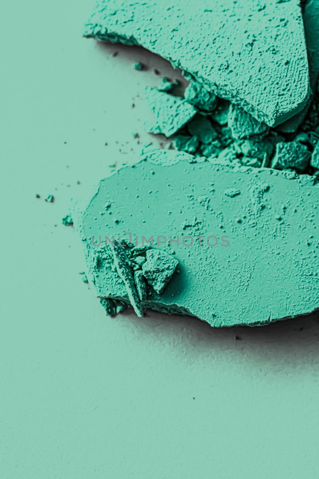 Mint eye shadow powder as makeup palette closeup, crushed cosmetics and beauty textures