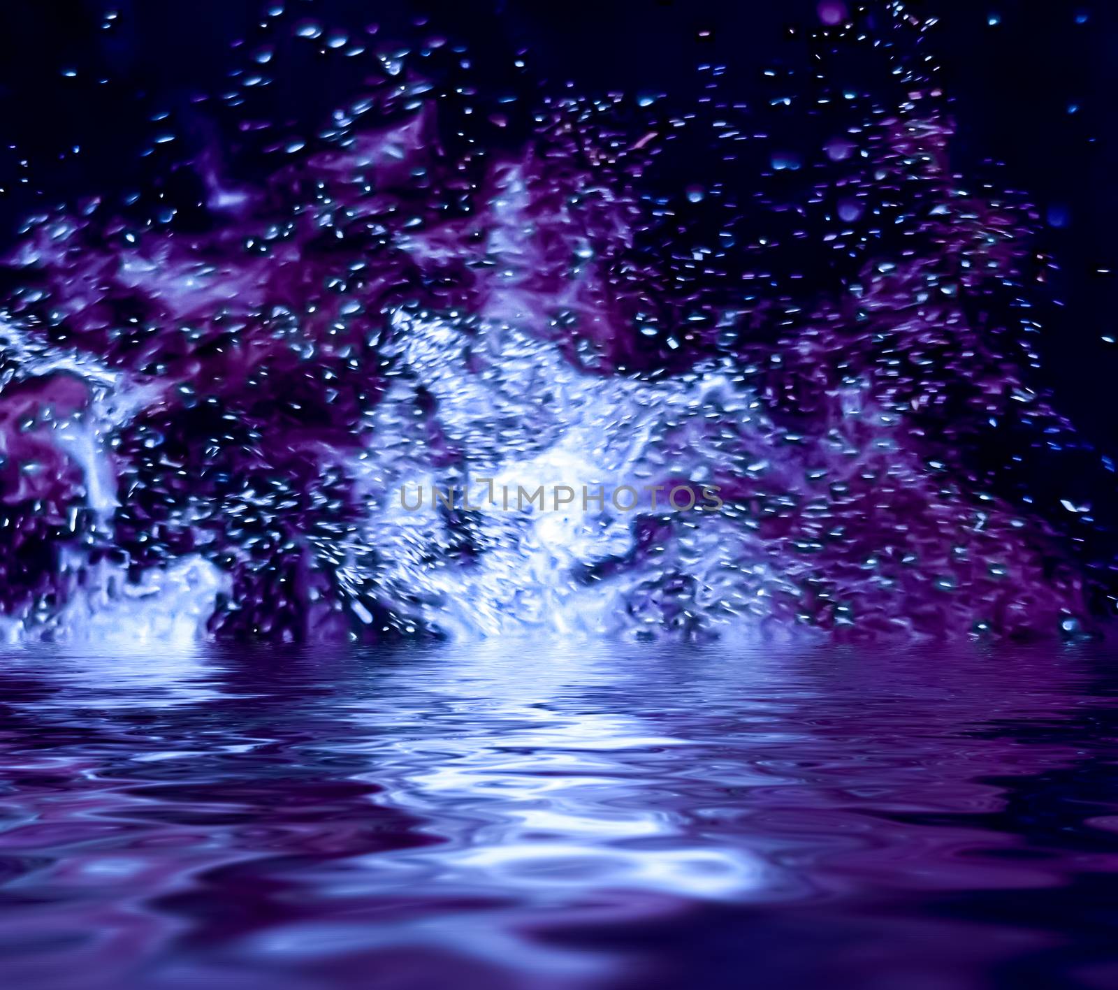 Abstract purple smoke in water as minimal background, magical backdrop and flow design