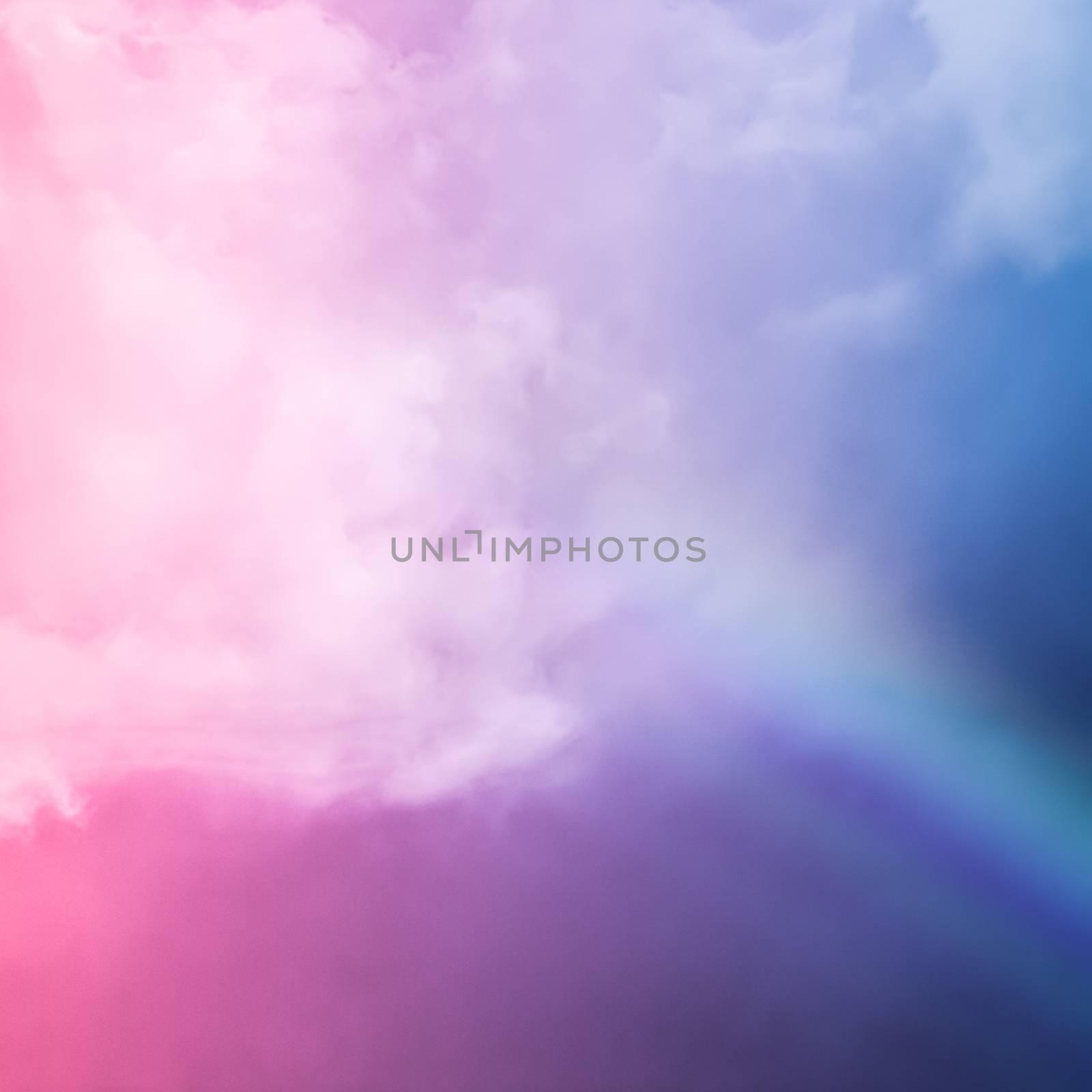 Rainbow in fantasy pink and blue sky, spiritual and nature backg by Anneleven