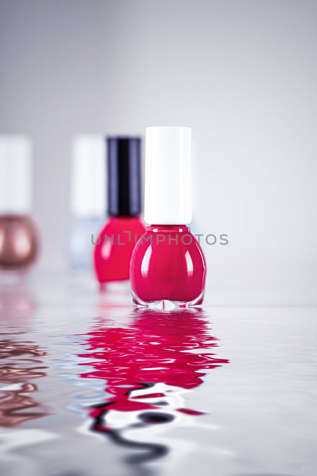 Nail polish bottles for manicure and pedicure, beauty and cosmetic products