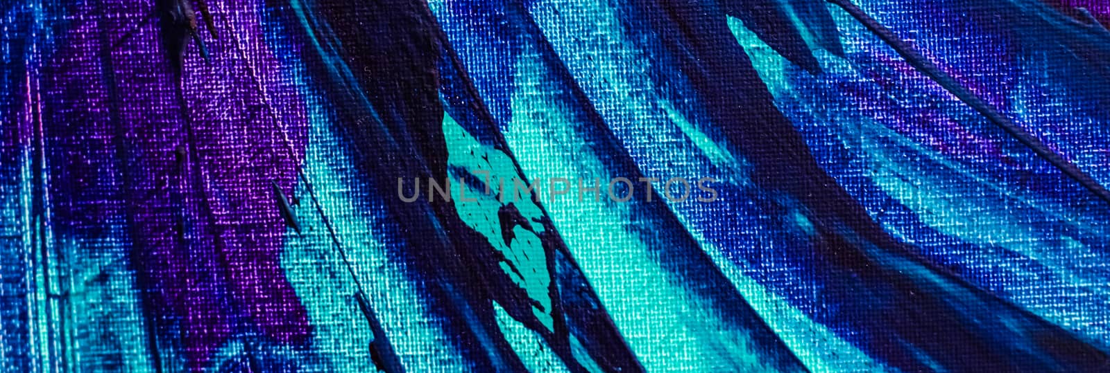 Mix of blue, turquoise and purple abstract background, painting  by Anneleven