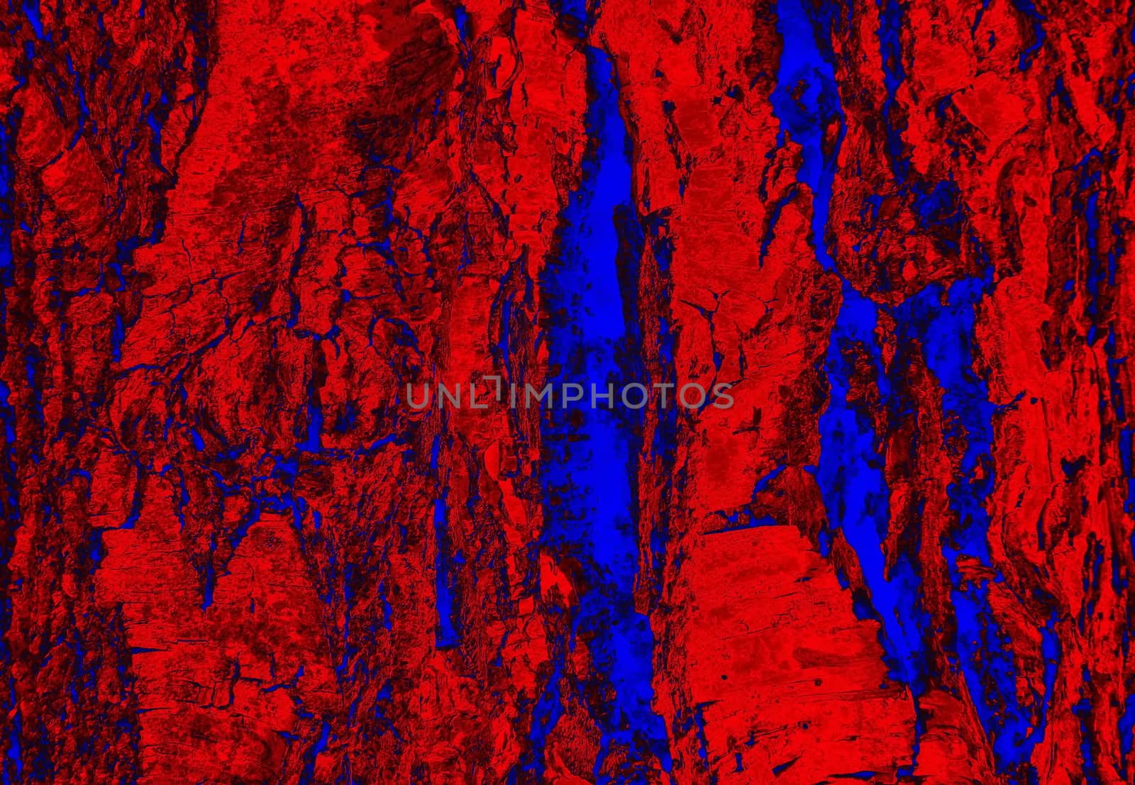 Colorful wallpaper with abstract texture and pastel colored tones. Artistic style in rich red and blue tones, with 3D surround effect under the bark of trees.