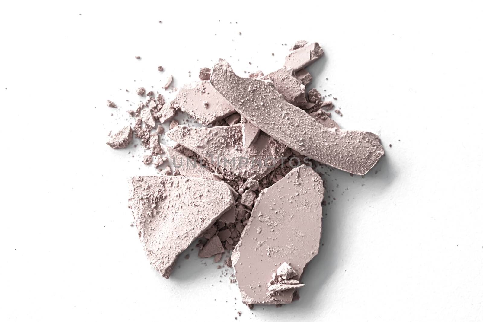 Pale eye shadow powder as makeup palette closeup isolated on whi by Anneleven
