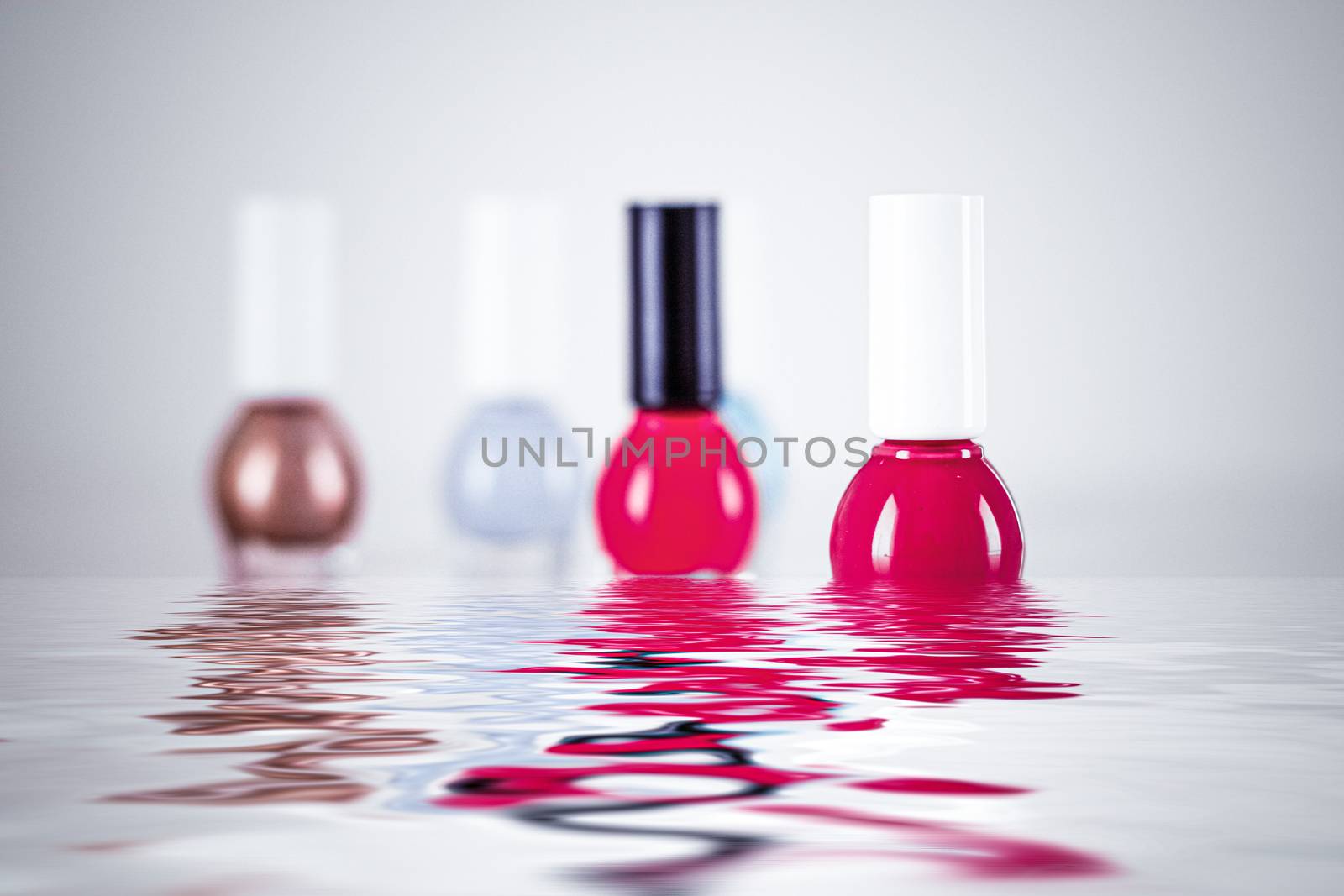 Nail polish bottles for manicure and pedicure, beauty and cosmetic products