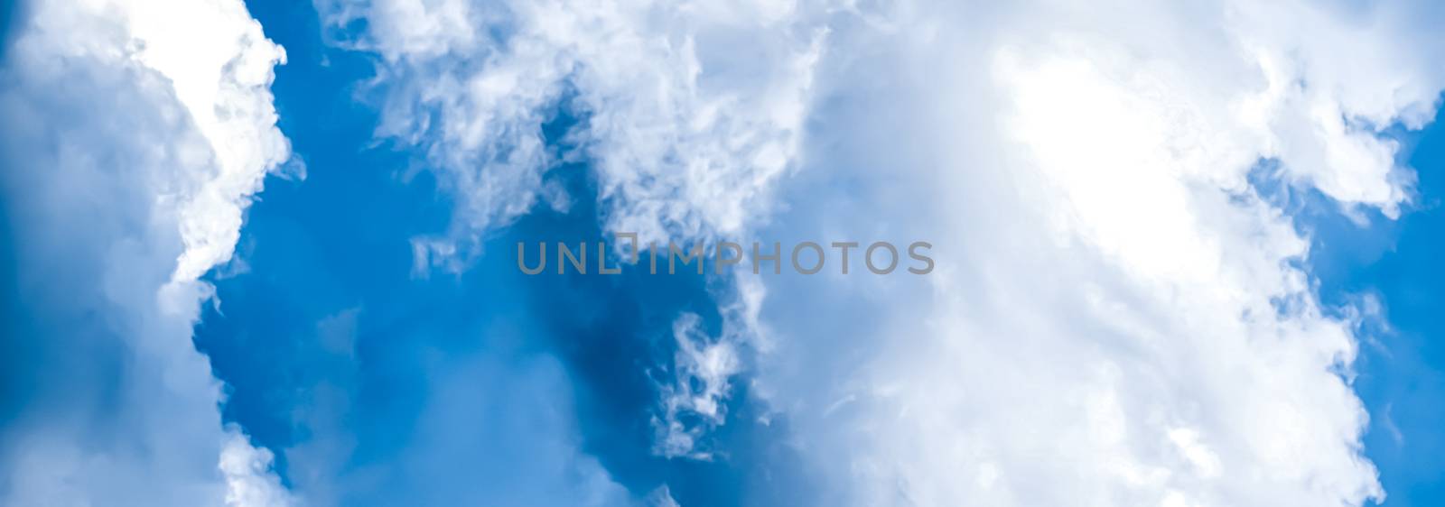 Dreamy blue sky and clouds, spiritual and nature backgrounds