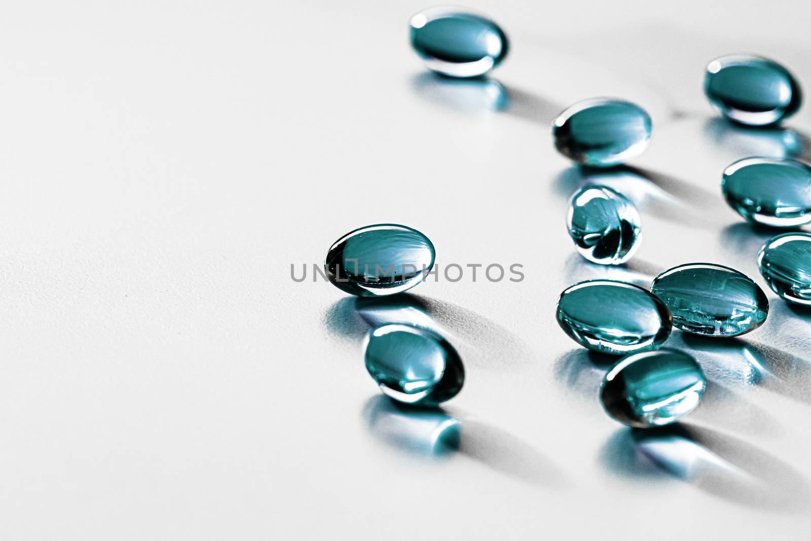 Blue capsules for healthy diet nutrition, pharma brand store, probiotic drug pills as healthcare or supplement products for pharmaceutical industry ads