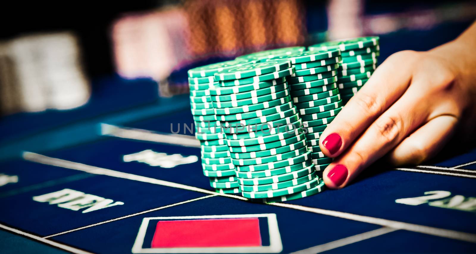 Betting and playing roulette in casino, gambling ads