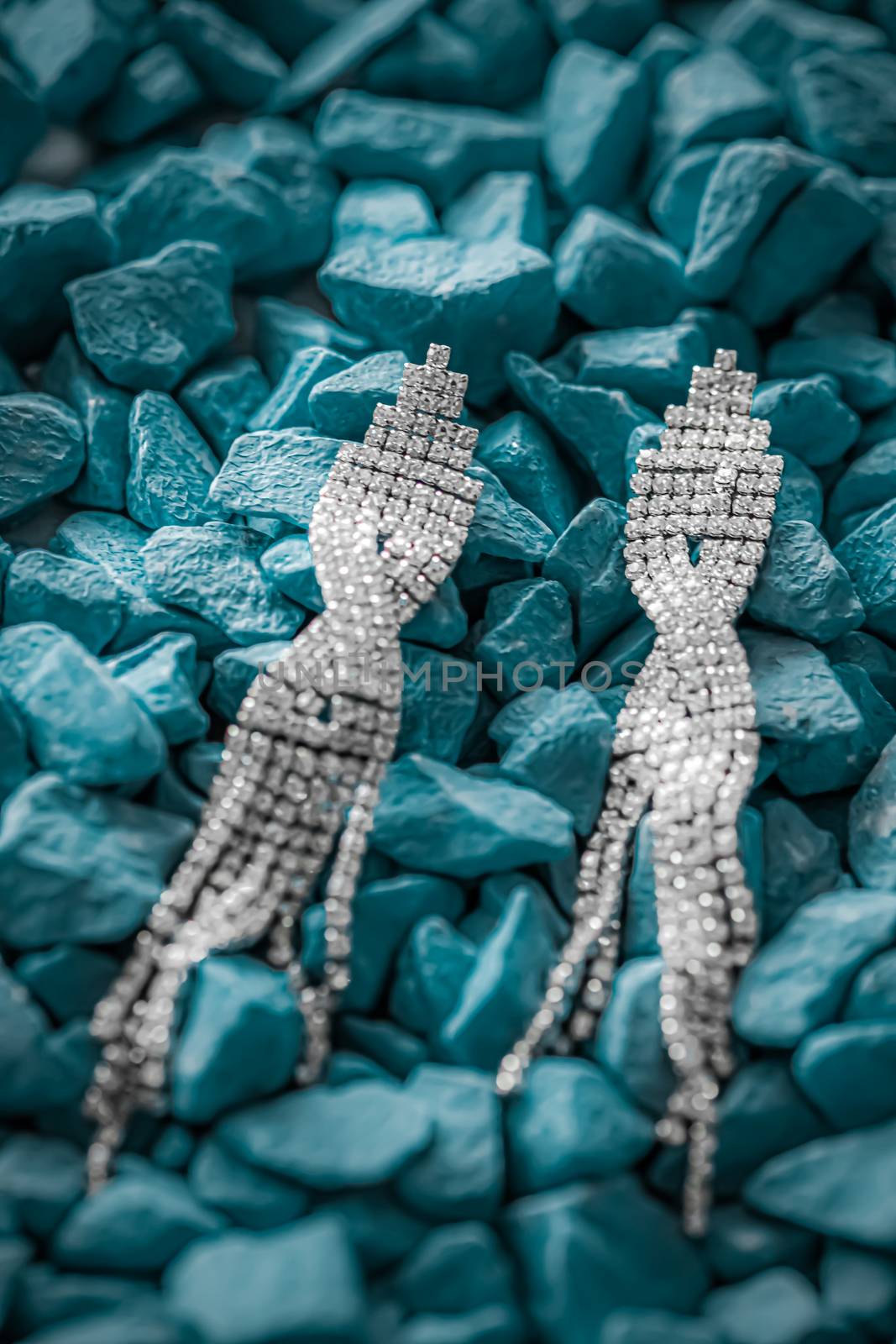 Luxury diamond earrings closeup, jewelry and fashion brands