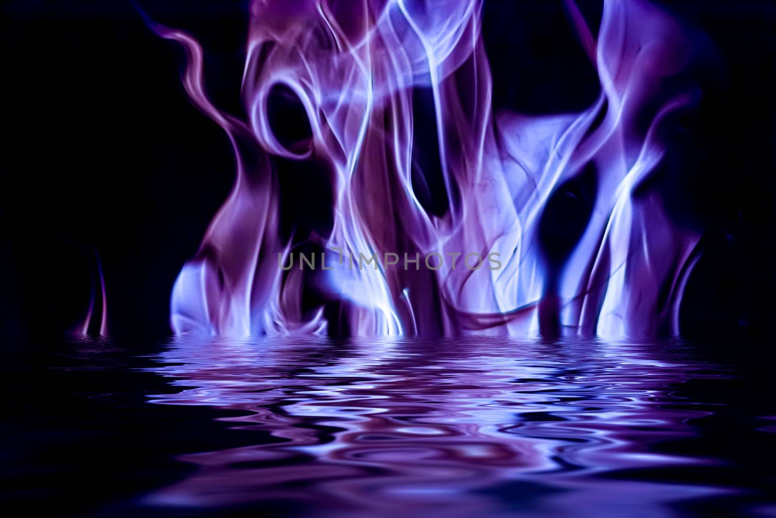 Abstract purple smoke in water as minimal background, magical backdrop and flow design