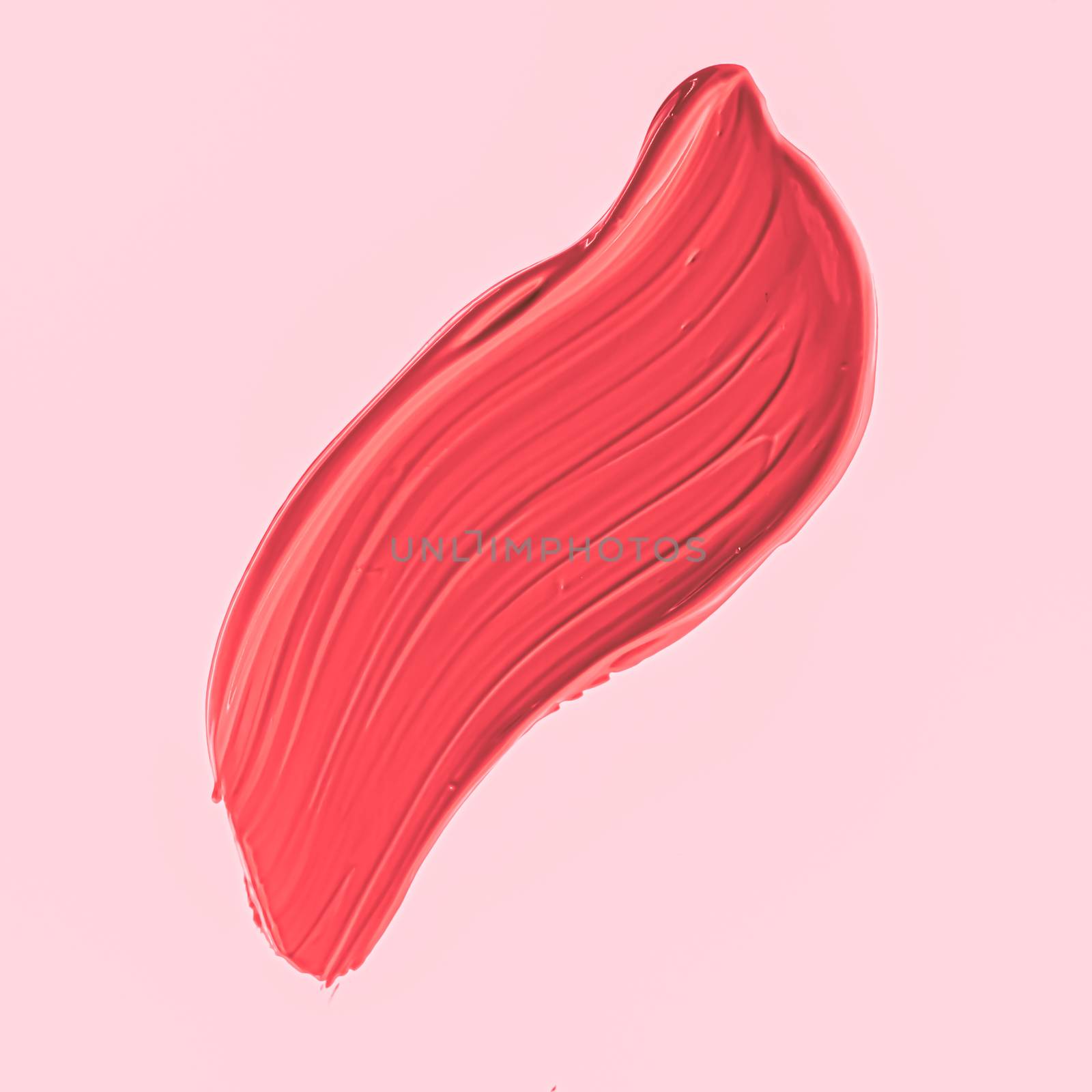 Red brush stroke or makeup smudge closeup, beauty cosmetics and lipstick textures